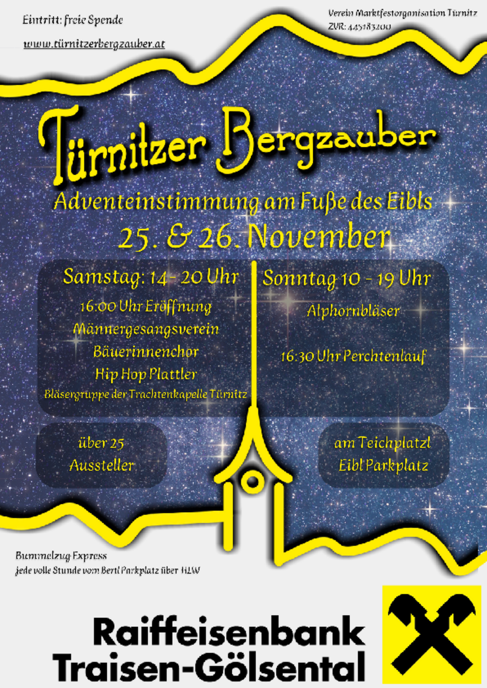 Plakat vom Adventmarkt Türnitzer Bergzauber